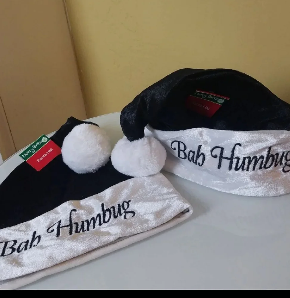 Santa Hats BAH HUMBUG!! Set of TWO!